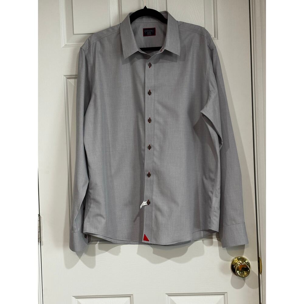 UnTuckit Men's Rubican WF Gray XL Wrinkle Free 100% Cotton Button Up - Picture 3 of 10